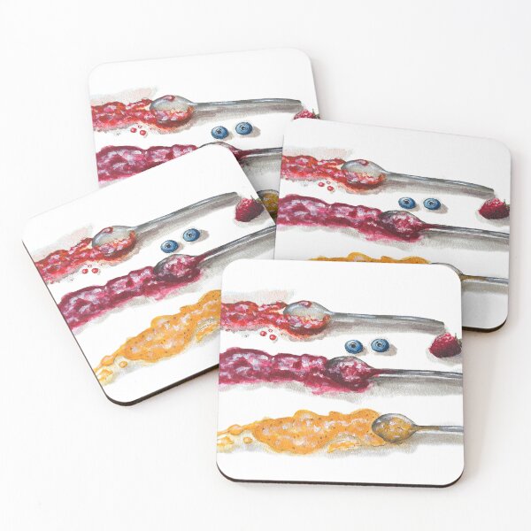 Item preview, Summer Jam Trio: A Sweet Watercolor of Berries and Spoons designed and sold by kkjustpaint.