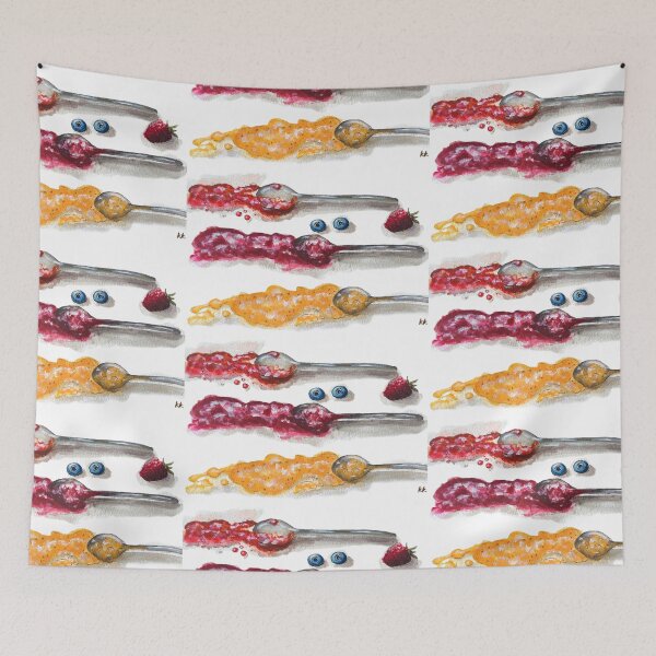 Item preview, Summer Jam Trio: A Sweet Watercolor of Berries and Spoons designed and sold by kkjustpaint.
