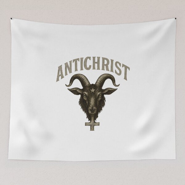 Item preview, Antichrist Goat Head Hoodie • Vintage Satanic Baphomet Design • Occult Gothic Streetwear designed and sold by BmCraftPT.