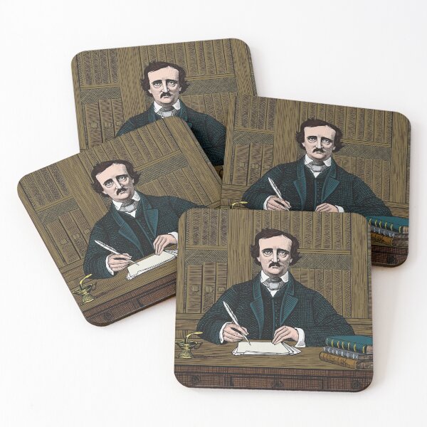 Item preview, Edgar Allan Poe vintage etching style portrait art designed and sold by Vintage Designs +.