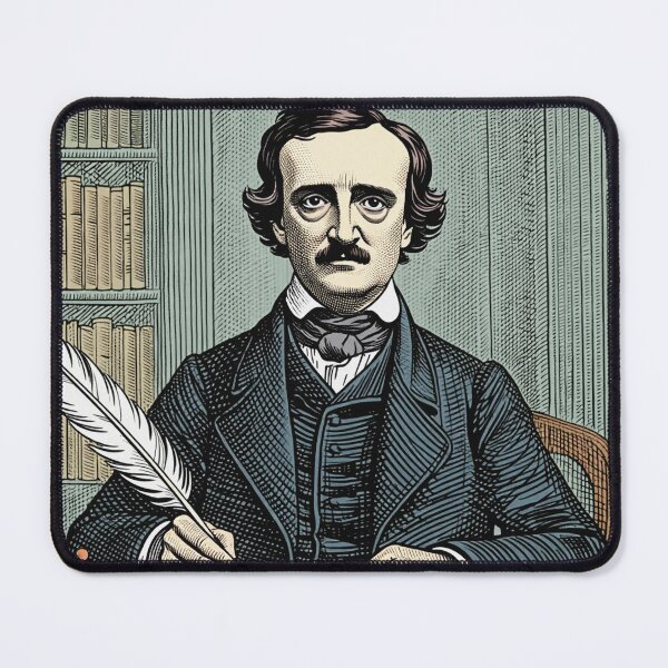 Item preview, Edgar Allan Poe vintage etching style portrait art designed and sold by Vintage Designs +.