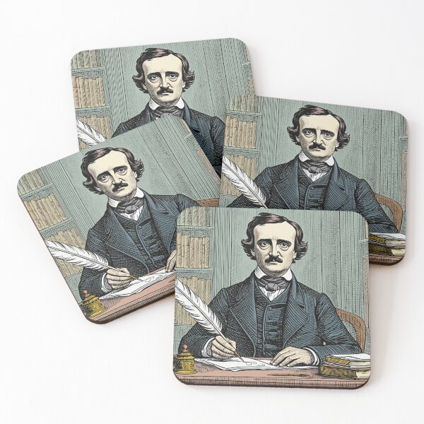 Item preview, Edgar Allan Poe vintage etching style portrait art designed and sold by Vintage Designs +.