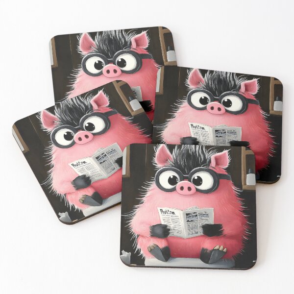 Item preview, Pig Newspaper Reader Cartoon Rustic Farm Bathroom designed and sold by justnickthings.