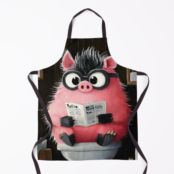 Item preview, Pig Newspaper Reader Cartoon Rustic Farm Bathroom designed and sold by justnickthings.