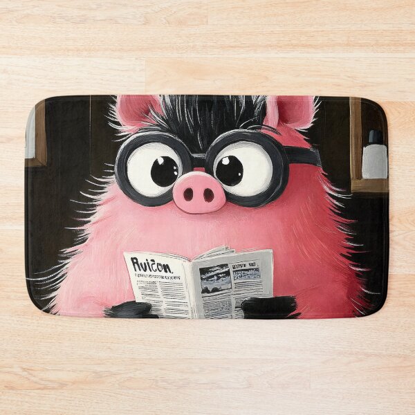 Item preview, Pig Newspaper Reader Cartoon Rustic Farm Bathroom designed and sold by justnickthings.