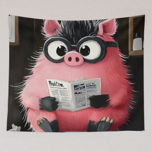 Item preview, Pig Newspaper Reader Cartoon Rustic Farm Bathroom designed and sold by justnickthings.