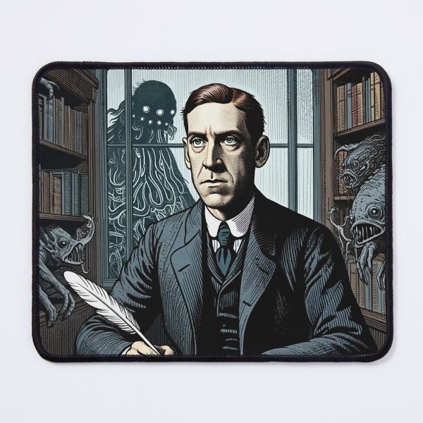 Item preview, H.P Lovecraft vintage etching style portrait art designed and sold by Vintage Designs +.