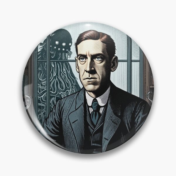 Item preview,  H.P Lovecraft vintage etching style portrait art designed and sold by Vintage Designs +.