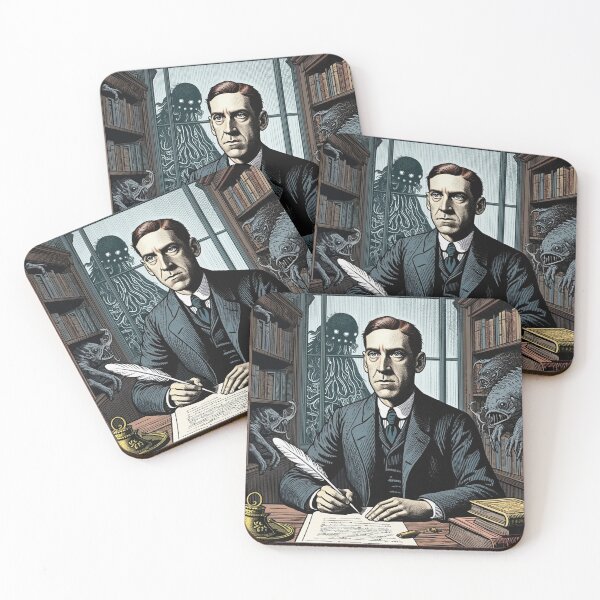 Item preview,  H.P Lovecraft vintage etching style portrait art designed and sold by Vintage Designs +.