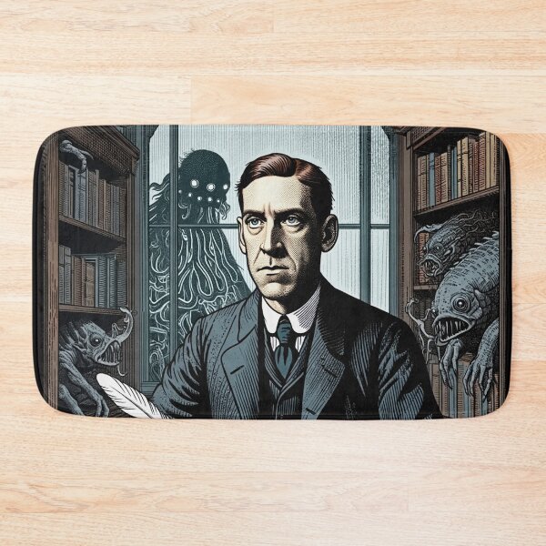 Item preview,  H.P Lovecraft vintage etching style portrait art designed and sold by Vintage Designs +.