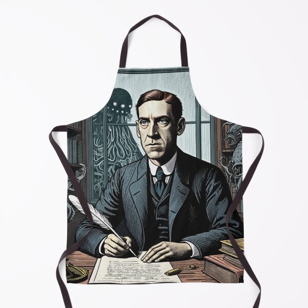 Item preview,  H.P Lovecraft vintage etching style portrait art designed and sold by Vintage Designs +.