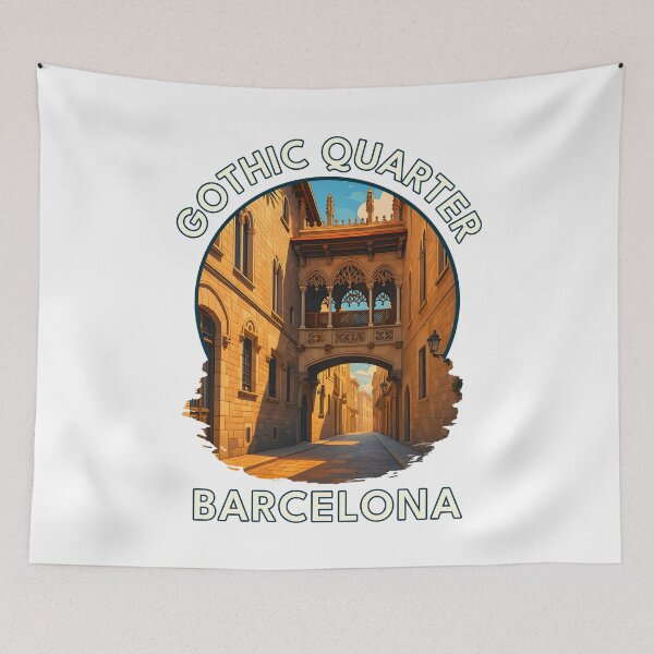 Item preview, Gothic Quarter Barcelona – Vibrant Summer Street Scene & Historic Architecture designed and sold by inkNext.