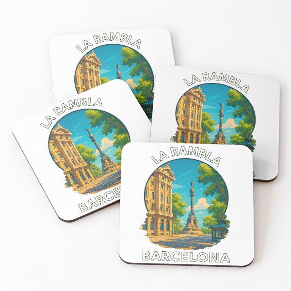 Item preview, La Rambla Barcelona – Summer Street Scene & Mediterranean Architecture designed and sold by inkNext.