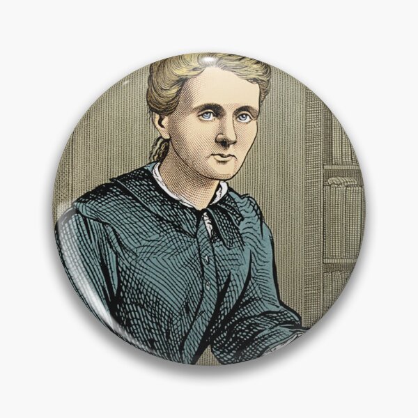 Item preview, Marie Curie vintage etching style portrait art designed and sold by Vintage Designs +.