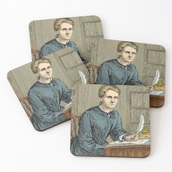 Item preview, Marie Curie vintage etching style portrait art designed and sold by Vintage Designs +.