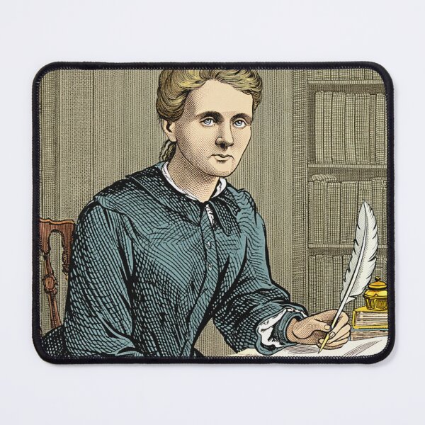 Item preview, Marie Curie vintage etching style portrait art designed and sold by Vintage Designs +.
