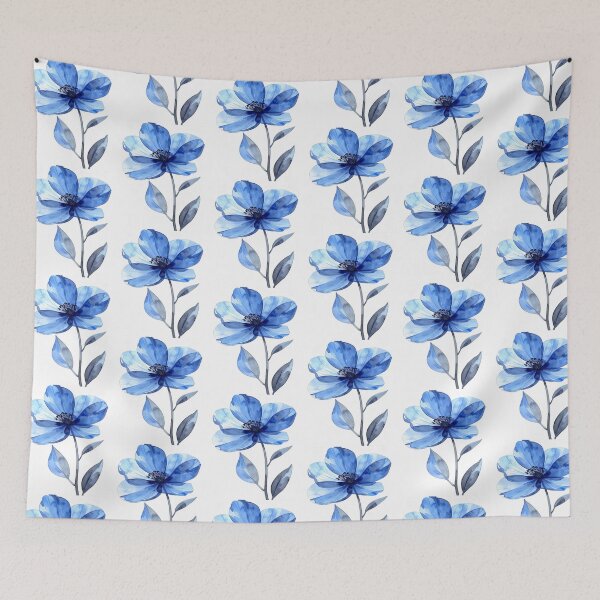 Item preview, Watercolor X-ray flower in blue designed and sold by LiskoDesign.