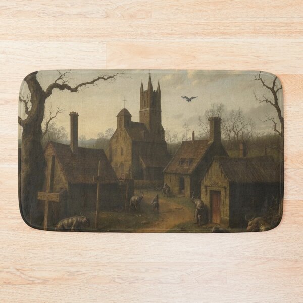 Item preview, Hieronymus Bosch Influenced Oil Painting Nightmare Village designed and sold by KALEIDOSCOPE UK.