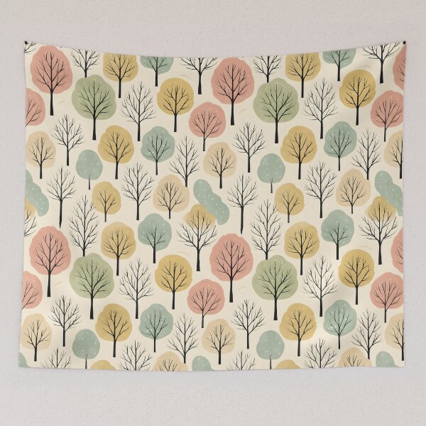 Item preview, Minimalist Fall Tree Pattern – Soft Pastel Autumn Forest Design designed and sold by Travelslightly.