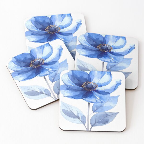 Item preview, Watercolor X-ray flower in blue with gold designed and sold by LiskoDesign.