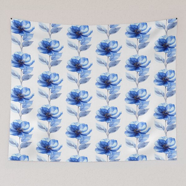 Item preview, Watercolor X-ray flower in blue with gold designed and sold by LiskoDesign.
