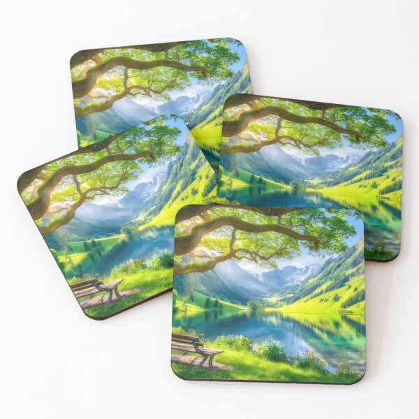 Item preview, Tranquil Mountain Lake with Stunning Greenery View designed and sold by Artessie.