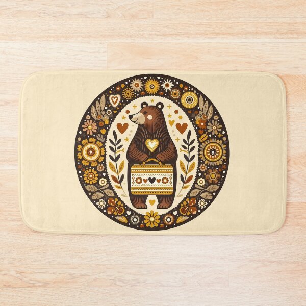 Item preview, Bear: Back to School Lunchbox Adventure - Scandinavian Folk Art by heidiannemorris © designed and sold by FOLK ART FUSION by heidiannemorris.