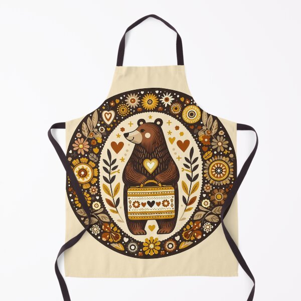 Item preview, Bear: Back to School Lunchbox Adventure - Scandinavian Folk Art by heidiannemorris © designed and sold by FOLK ART FUSION by heidiannemorris.