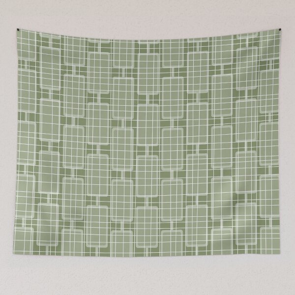Item preview, Mid Century Modern Woven Link Pattern in Green Sage designed and sold by kierkegaard.