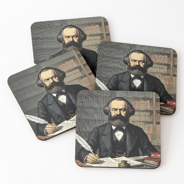 Item preview, Karl Marx vintage etching style portrait art designed and sold by Vintage Designs +.