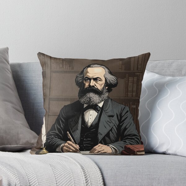 Item preview, Karl Marx vintage etching style portrait art designed and sold by Vintage Designs +.