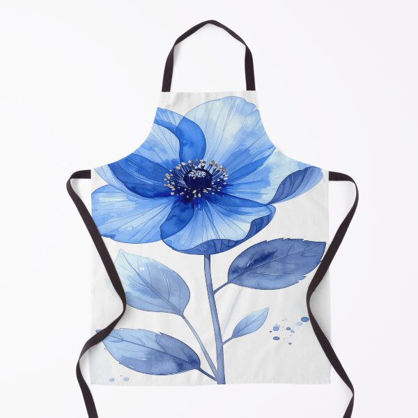 Item preview, Watercolor x-ray style flower in blue with dots designed and sold by LiskoDesign.