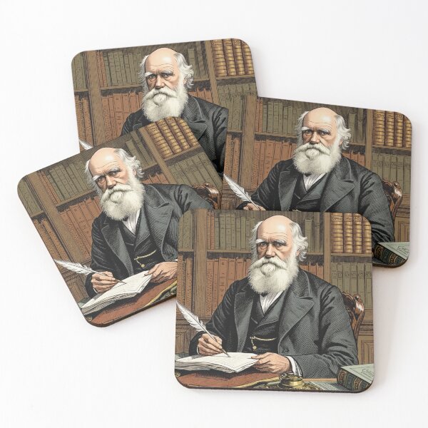 Item preview, Charles Darwin vintage etching style portrait art designed and sold by Vintage Designs +.