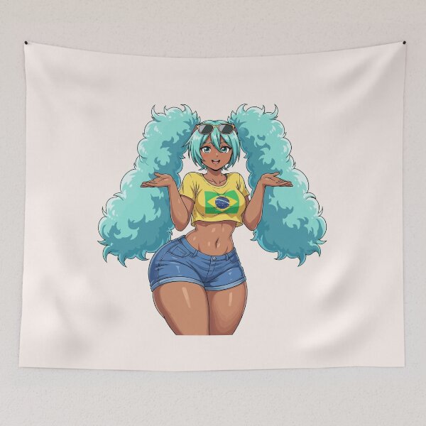 Item preview, Brazil Miku Cute Anime Beach Girl Brazilian Hatsune Miku Fanart designed and sold by StudioJohan.