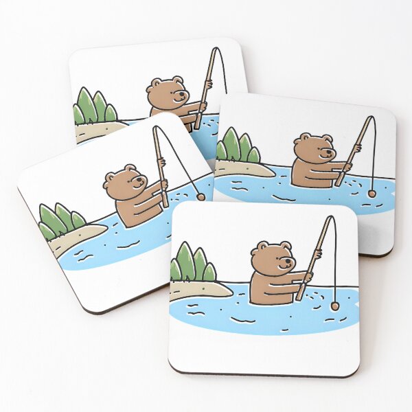 Item preview, a bear fishing with a fishing rod in a river designed and sold by Periush.