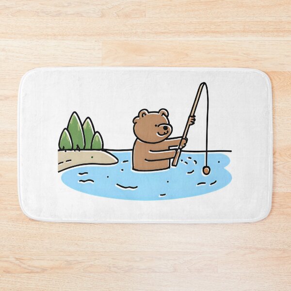 Item preview, a bear fishing with a fishing rod in a river designed and sold by Periush.