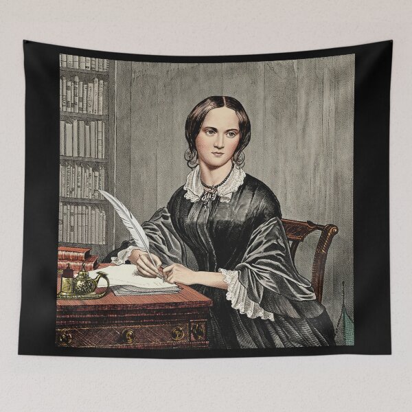 Item preview, Emily Bronte vintage etching style portrait art designed and sold by Vintage Designs +.