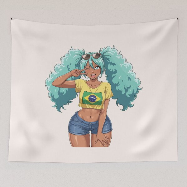 Item preview, Brazil Miku Beach Anime Kawaii Girl Brazilian Vocaloid Fanart designed and sold by StudioJohan.