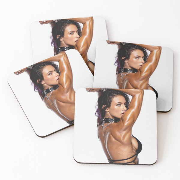 Item preview, Beautiful sexy gym woman posing with her arms up showing her arm muscles sweating designed and sold by Vintage Designs +.