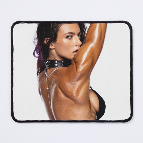 Item preview, Beautiful sexy gym woman posing with her arms up showing her arm muscles sweating designed and sold by Vintage Designs +.