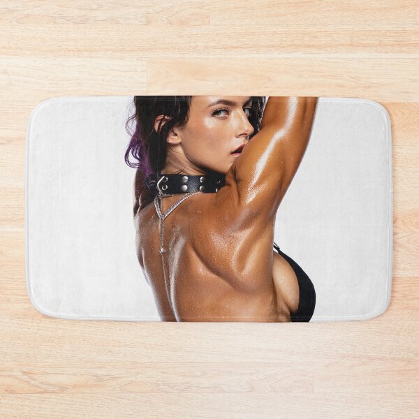 Item preview, Beautiful sexy gym woman posing with her arms up showing her arm muscles sweating designed and sold by Vintage Designs +.