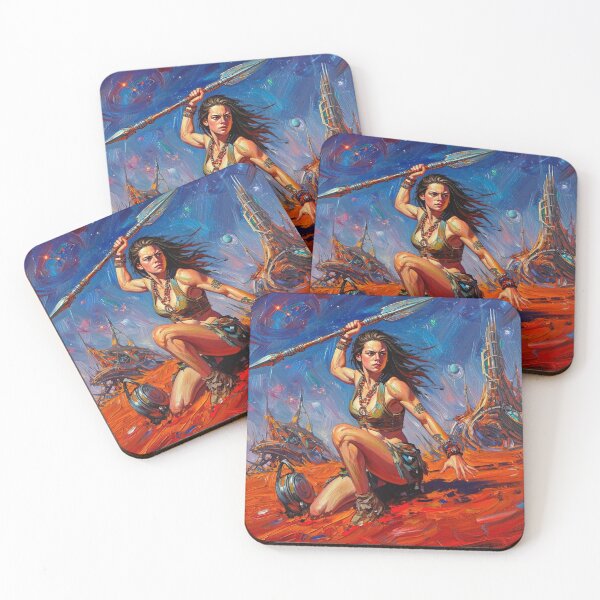 Item preview,  Fantasy Barbarian Princess of Mars, a goddess with a spear designed and sold by Vintage Designs +.