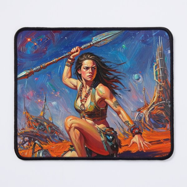 Item preview, Fantasy Barbarian Princess of Mars, a goddess with a spear designed and sold by Vintage Designs +.