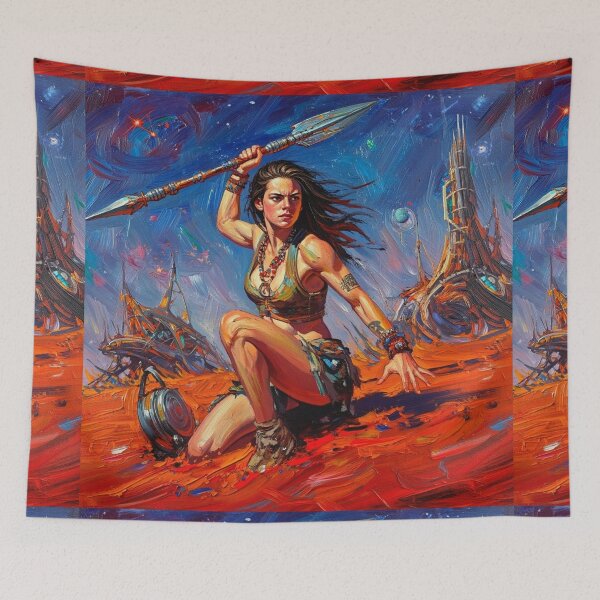 Item preview,  Fantasy Barbarian Princess of Mars, a goddess with a spear designed and sold by Vintage Designs +.