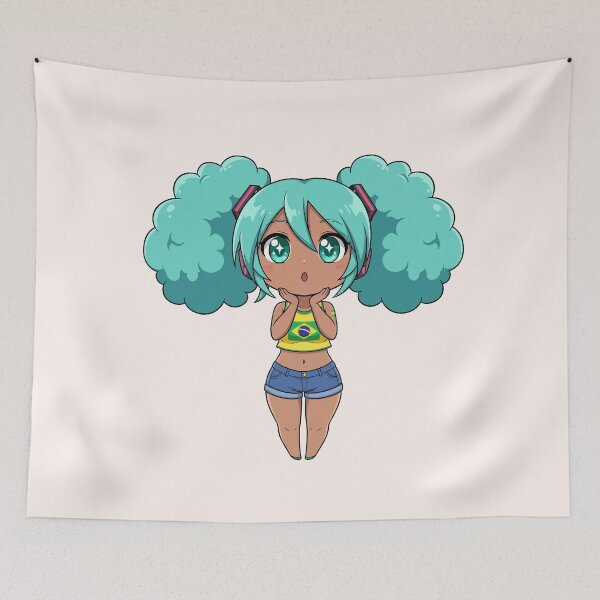 Item preview, Chibi Brazil Miku Cute Kawaii Brazilian Beach Anime Girl Fanart designed and sold by StudioJohan.