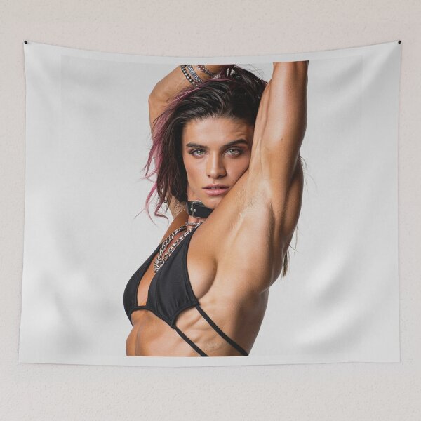 Item preview, Beautiful sexy gym woman posing with her arms up showing her armpits sweating designed and sold by Vintage Designs +.