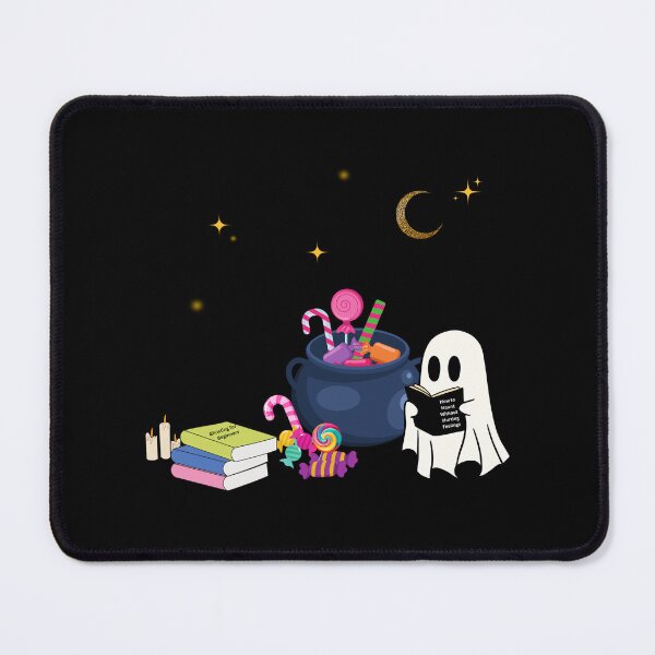 Item preview, Cute Halloween Ghost Reading Book with Candy and Cauldron designed and sold by BeBetterPeople.