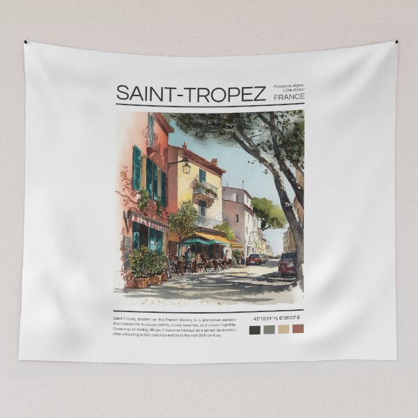 Item preview, Saint-Tropez - France - Watercolor  designed and sold by StudioRedKoala.