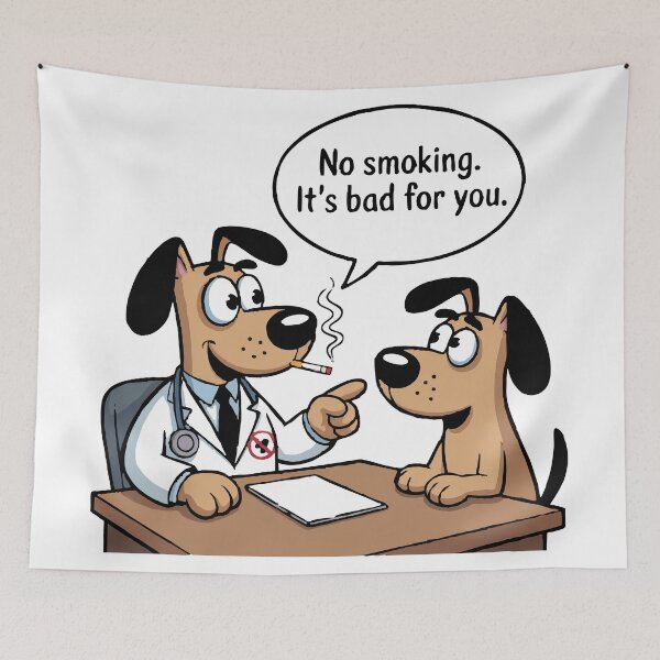 Item preview, Funny Dog Doctor No Smoking Cartoon – Dogtor Parody T-Shirt designed and sold by Uglyandcute.