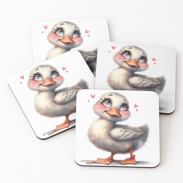 Item preview, Whimsical SMITTEN GIRLY DUCK – Surreal Farm Animal Art designed and sold by WHITE FLAME PRINTS.